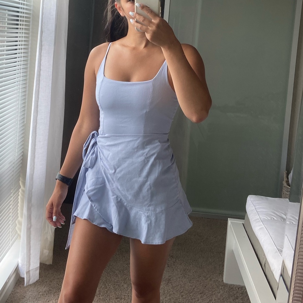 Princess Polly light blue wrap dress